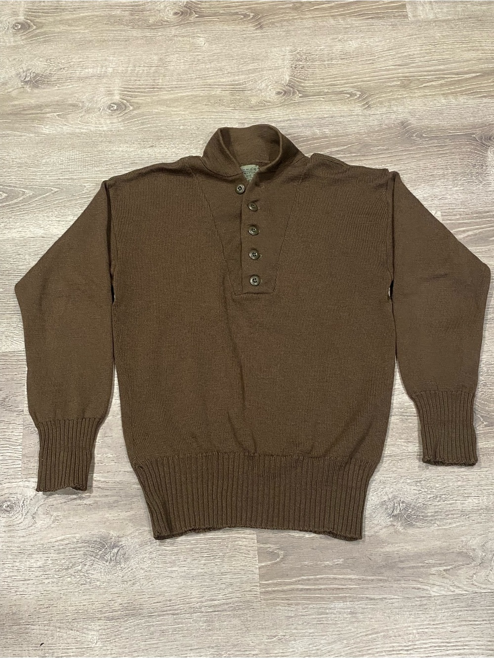 Vintage 1991 US Army 5-Button Wool Jeep Sweater Large